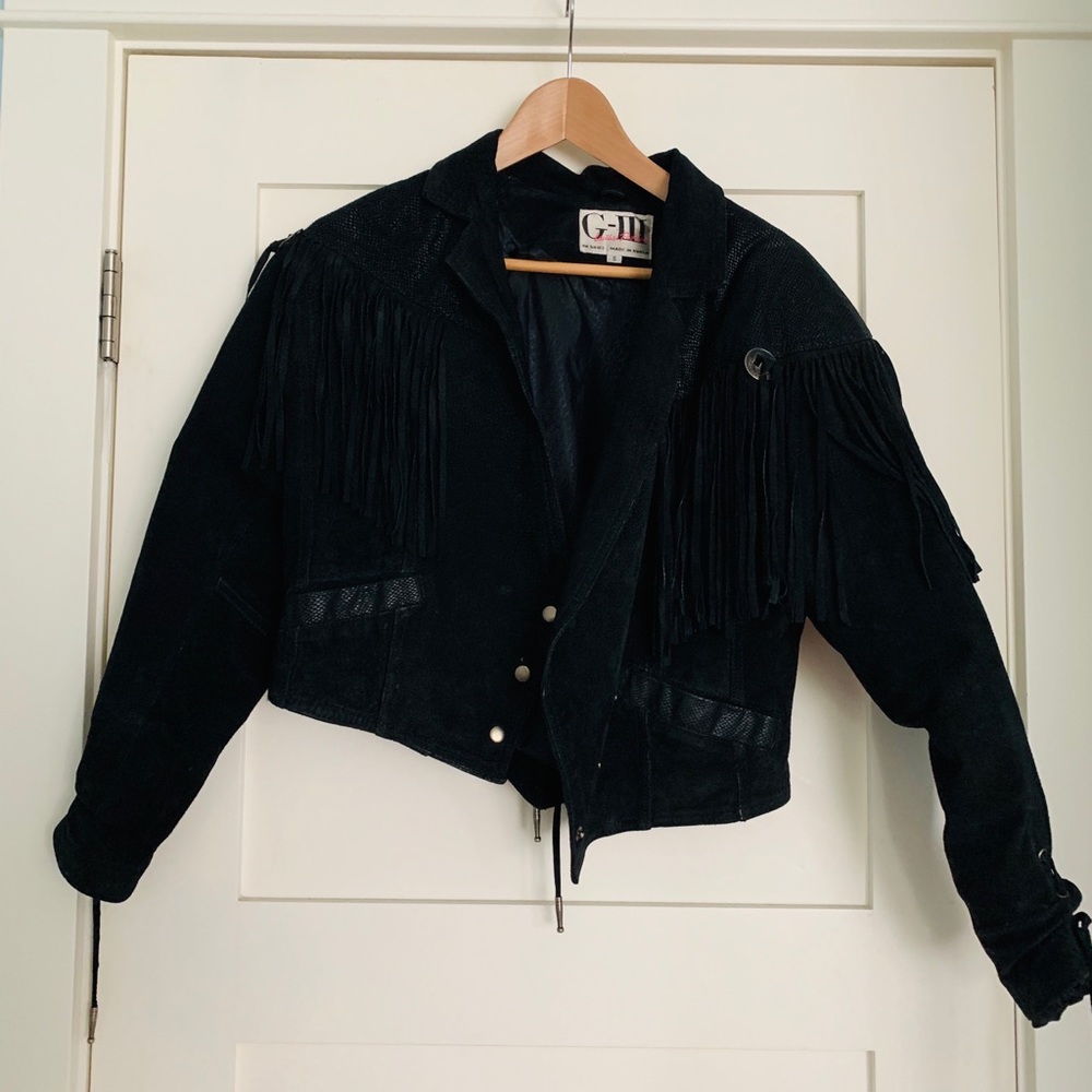 VINTAGE leather fringe jacket